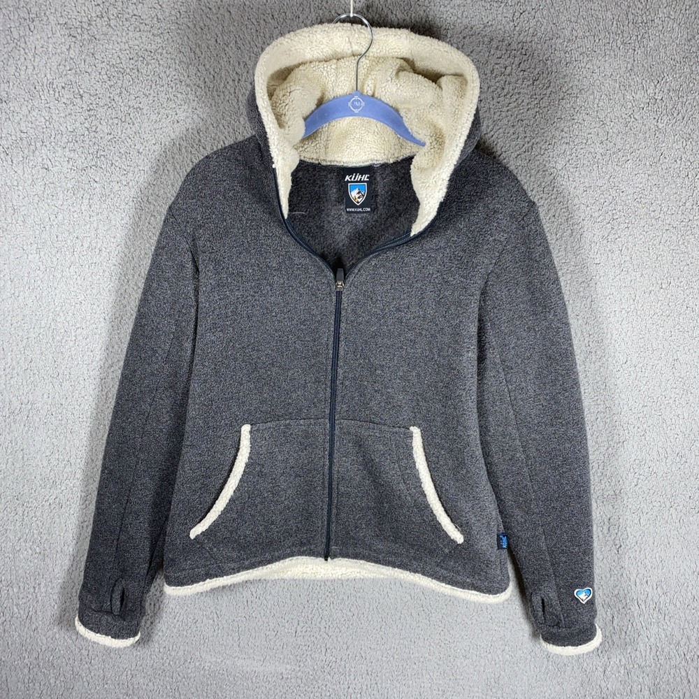 Kuhls Women's Sz Medium Gray Alpaca Fleece Hoodie Jacket Outdoor Camping